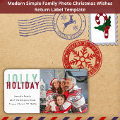 Fun Jolly Holiday Family Modernes Foto Weihnachten Adressaufkleber