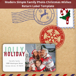 Fun Jolly Holiday Family Modernes Foto Weihnachten Adressaufkleber