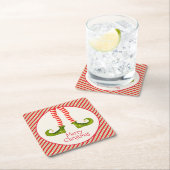 Fun Jolly Weihnachts-Elf Legs auf Streifen Urlaub Rechteckiger Pappuntersetzer (Vor Ort)