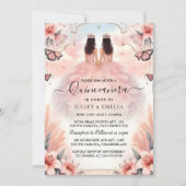 Fun Joy Lily Twin Doppel Joint Double Quinceanera Einladung (Vorderseite)