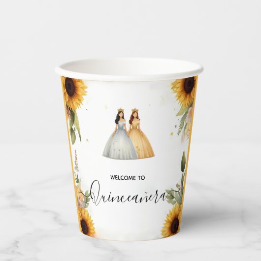 Fun Joy Lily Twin Dual Joint Double Quinceanera Pappbecher (Vorderseite)