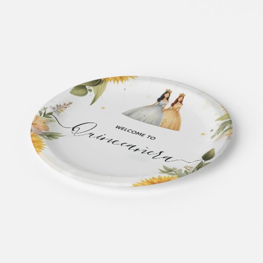 Fun Joy Lily Twin Dual Joint Double Quinceanera Pappteller (Schrägansicht)