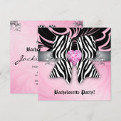 Fun Junggeselinnen-Abschied Einladung Zebra Bow Ro (Vorne/Hinten)