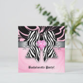 Fun Junggeselinnen-Abschied Einladung Zebra Bow Ro (Stehend Vorderseite)