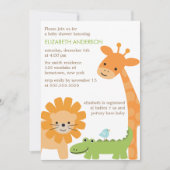 Fun Jungle Animals Baby Dusche Einladung (Vorderseite)