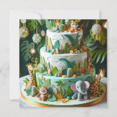 FUN JUNGLE THEMA KINDERGEBURTSTAG LAYER CAKE KARTE (Vorderseite)