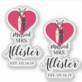 Fun Just Married Couple Quote Design Aufkleber (Vorderseite)