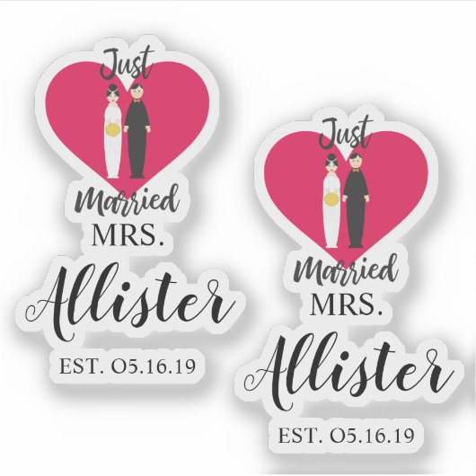 Fun Just Married Couple Quote Design Aufkleber (Vorderseite)
