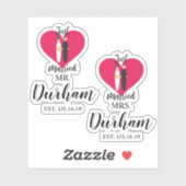 Fun Just Married Quote and Couple Design Aufkleber (Blatt)