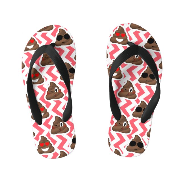 Fun Kacke Emoji Red ZigZag Muster Kinderbadesandalen (Fußbett)