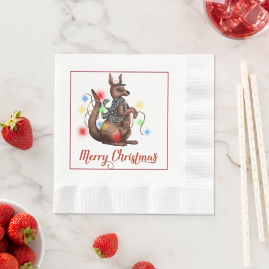 Fun Kangaroo Christmas Napkin Serviette (Beispiel)