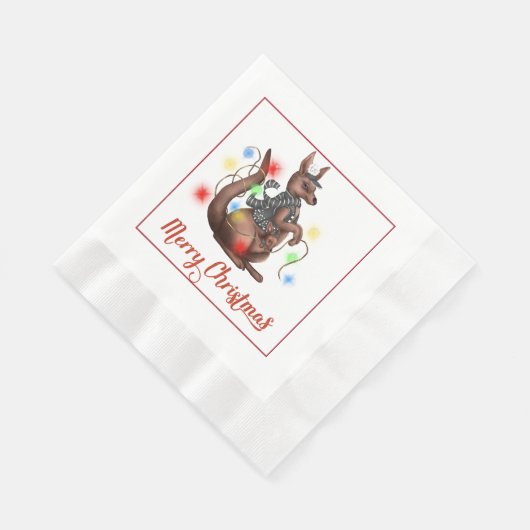 Fun Kangaroo Christmas Napkin Serviette (Ecke)