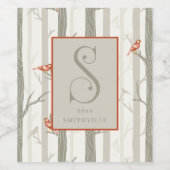 Fun Kardinal in Birch Trees Monogram S Custom Weinetikett (Einzelnes Label)