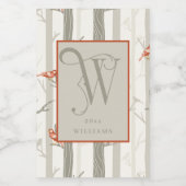 Fun Kardinals in Birch Trees Monogram W Wine Weinetikett (Einzelnes Label)