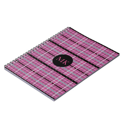 Fun Kariertes Mit Monogramm Notebook Notizblock (Linke Seite)