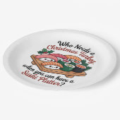Fun Kawaii Christmas Sushi Platter Pappteller (Schrägansicht)