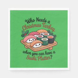 Fun Kawaii Christmas Sushi Platter Serviette