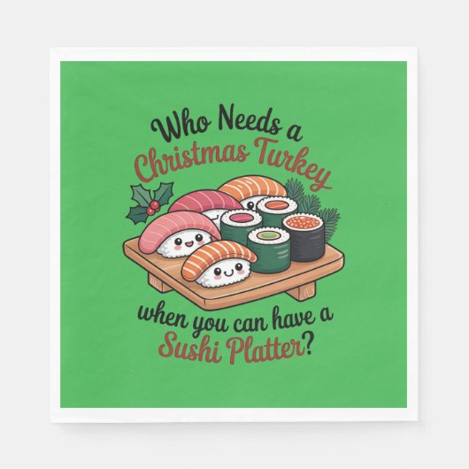 Fun Kawaii Christmas Sushi Platter Serviette (Vorderseite)