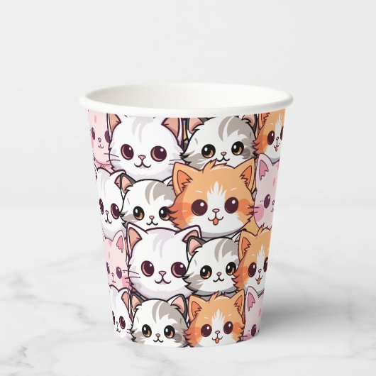 Fun Kawaii Farbenfrohe Einfache Katzen Kitten Heim Pappbecher (Vorderseite)