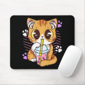Fun Kawaii Niedliche Katze Boba Blubble Milk Tee A Mousepad (Mit Mouse)