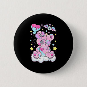 Fun Kawaii Pastel Goth Niedlicher Creepy Bär Anime Button