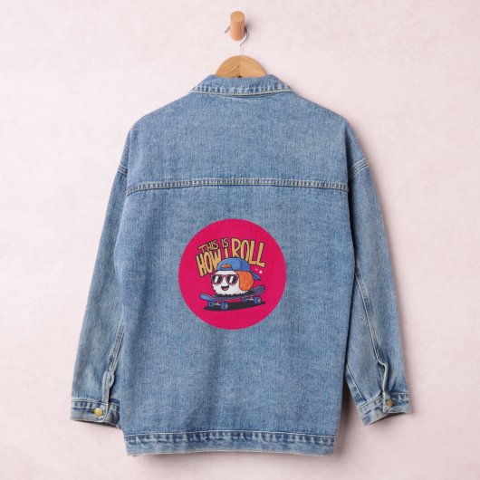 Fun Kawaii Sushi auf Skateboard Jeansjacke (Hangar)