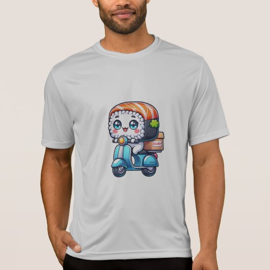 Fun Kawaii Sushi bei Lieferung Roller T-Shirt (Vorderseite)