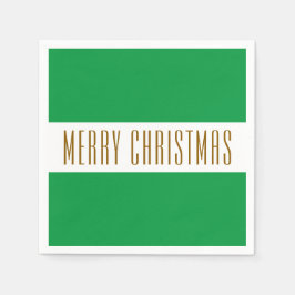 Fun Kelly Green White Stripes MERRY CHRISTMAS Serviette