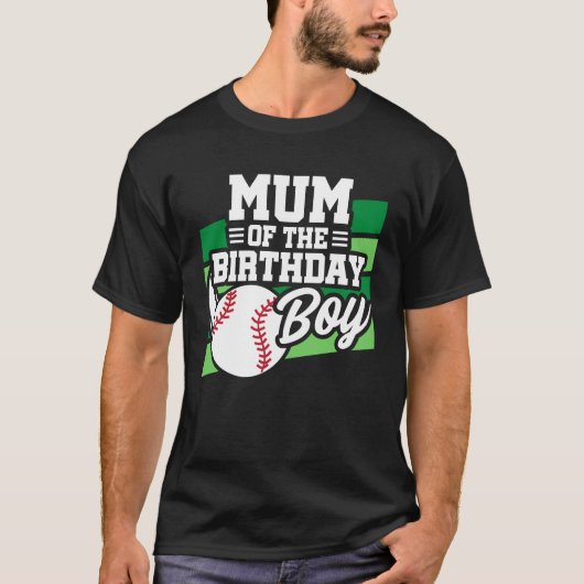 Fun Kids Baseball Party Mum of the Birthday Boy T-Shirt (Vorderseite)