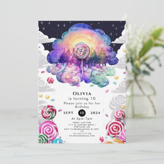 Fun Kids Candyland Birthday Einladung (Stehend Vorderseite)