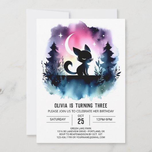Fun Kids Cat Geburtstag Einladung (Vorderseite)