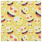 Fun Kids gelb lächelnd Emoji Gesichtspattern Stoff (Nahaufnahme)