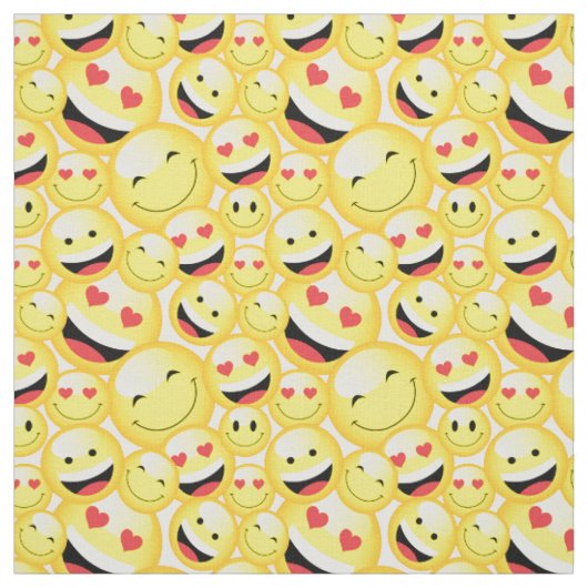 Fun Kids gelb lächelnd Emoji Gesichtspattern Stoff (Muster)