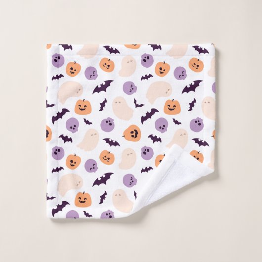 Fun Kids Halloween Muster Badhandtuch Set (Waschlappen)