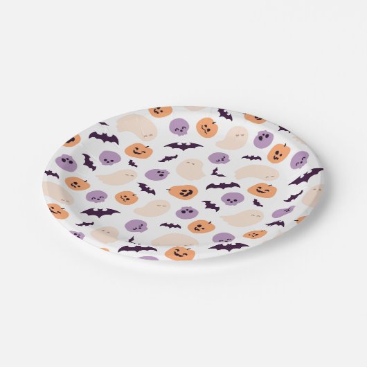 Fun Kids Halloween Muster Pappteller (Schrägansicht)