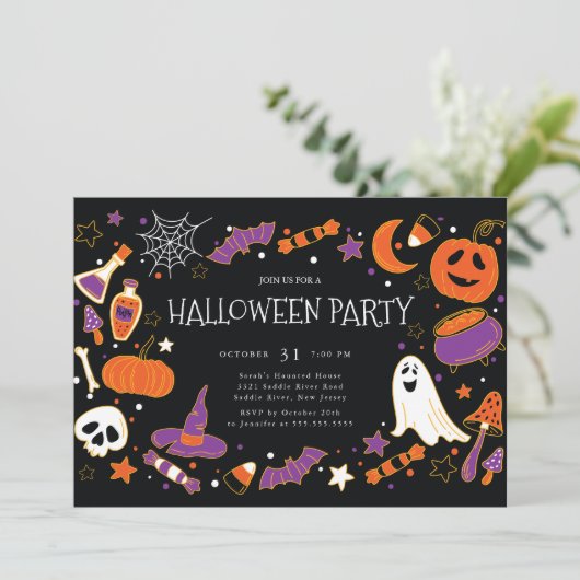 Fun Kids Halloween Party Einladung (Stehend Vorderseite)