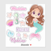 Fun Kid's Mermaid Name Set Aufkleber (Blatt)