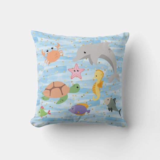 Fun Kids niedliche Meerestiere Delphin Schildkröte Kissen (Vorderseite)