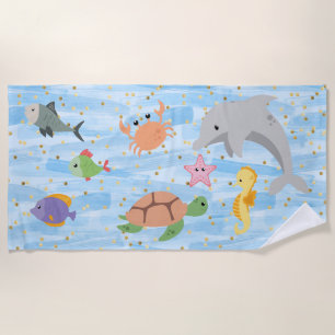 Fun Kids niedliche Meerestiere Delphin Schildkröte Strandtuch