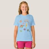 Fun Kids niedliche Meerestiere Delphin Schildkröte T-Shirt (Vorne ganz)