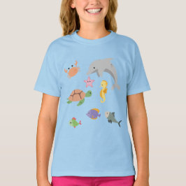Fun Kids niedliche Meerestiere Delphin Schildkröte T-Shirt