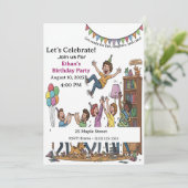 Fun Kids Party Celebration Personalized Birthday I Einladung (Stehend Vorderseite)