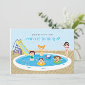 Fun Kid's Pool Party Geburtstag Einladung (Stehend Vorderseite)