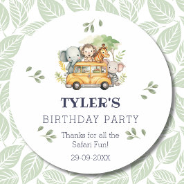 Fun Kids Safari Jungle Geburtstag Vielen Dank Runder Aufkleber
