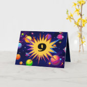 Fun Kids tragen Namen Planets Deep Space 9. Geburt Karte (Gelbe Blume)