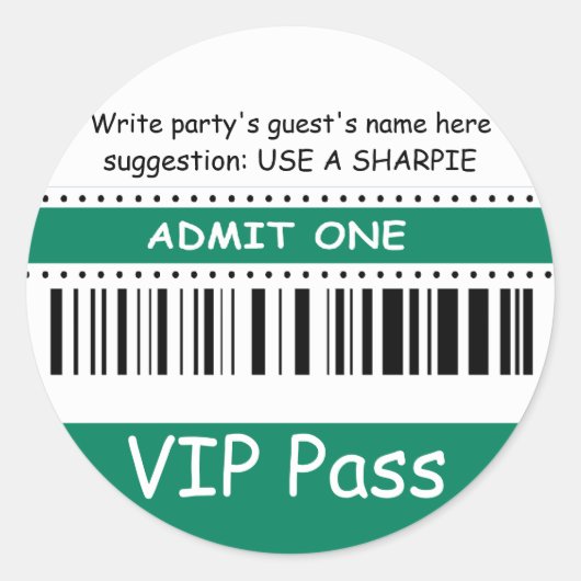 Fun Kids VIP Pass Einlass einer Geburtstagsparty ( Runder Aufkleber (Vorderseite)