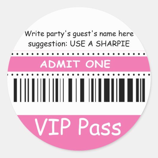Fun Kids VIP Pass Einlass einer Geburtstagsparty ( Runder Aufkleber (Vorderseite)