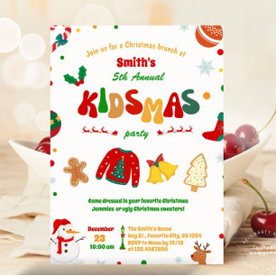 Fun Kidsmas Weihnachtsfeier Geburtstagsparty Einladung