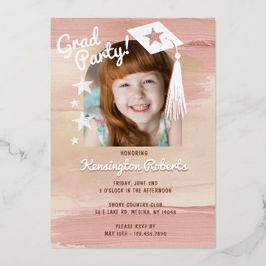 Fun Kindergarten Foto Magazine Cover Grad Party Folieneinladung (Rückseite)