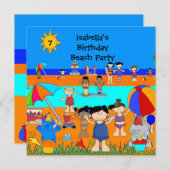Fun Kindergeburtstag Party Beach Party Einladung (Vorne/Hinten)